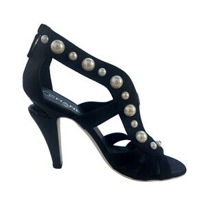 Chanel Black Strap Pearl Embellished Heels